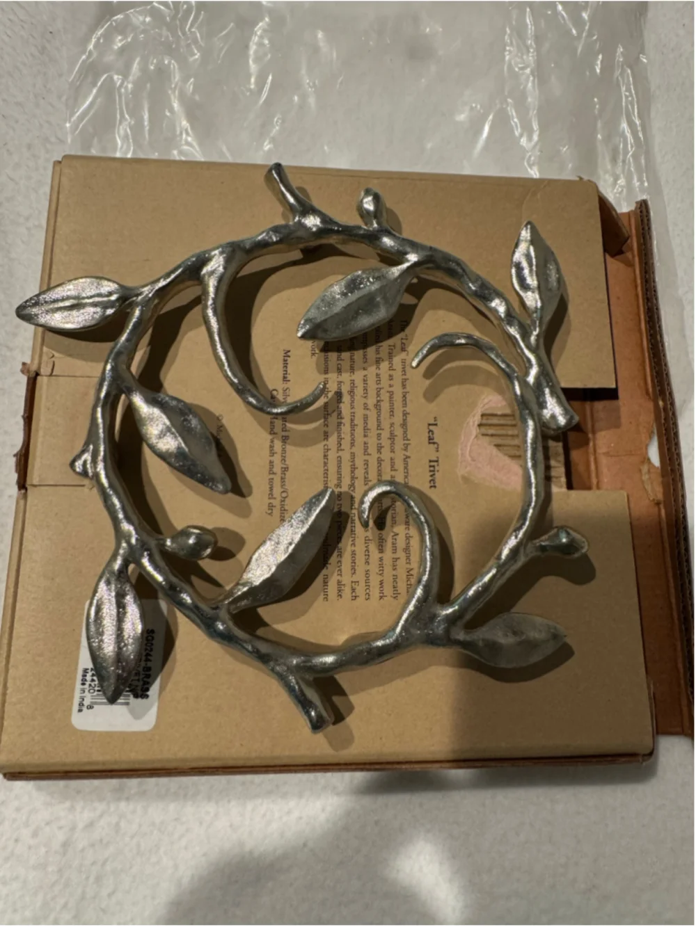 Michael Aram Leaf Trivet Silver Kitchen Tool Decor